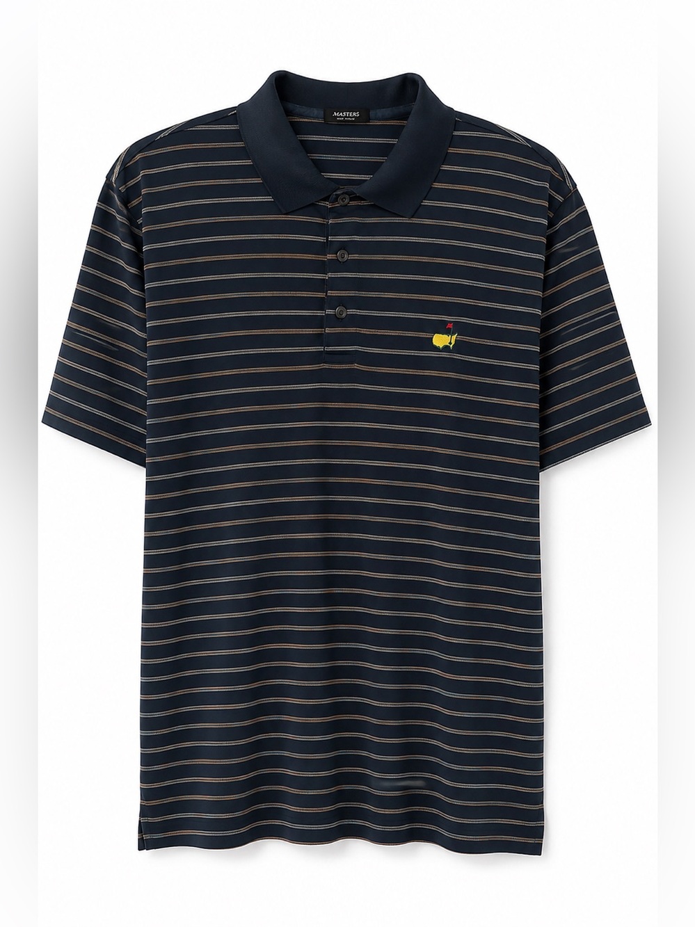 Masters Men’s Striped Polo Shirt Navy Embroidered Logo Size XL